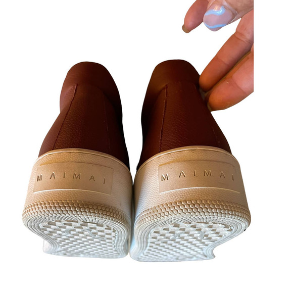 MaiMai Womens Leather High Top Trainer Sneakers Lace-Up Size 6US Burgundy - Picture 6 of 8